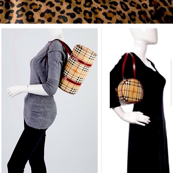 Burberry Leather Nova Check Barrel Bag - Picture 1 of 7